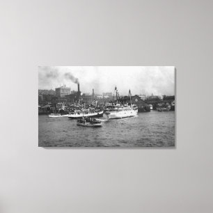 Toile Scène de bord de mer avec des bateaux de Seattle
