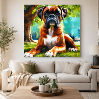 Toile Scène de Boxer au Boxeau à l'Aquarelle
