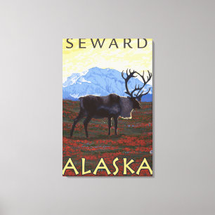 Toile Scène de caribou - Seward, Alaska