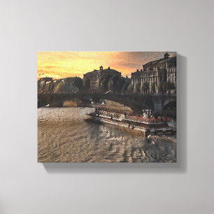 Toile Scène de coucher de soleil sur la ville de Paris, 