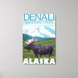 Toile Scène de l'orignal - Parc national Denali, Alaska