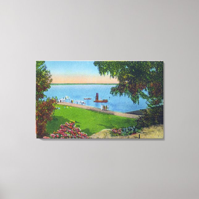 Toile Scène de natation au Parc d'État du lac Cayuga (Recto)