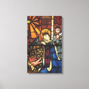 Toile Scène de Noël vintage de la Nativité en verre colo