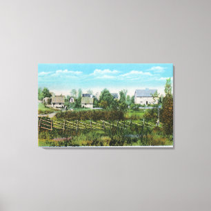Toile Scène de village des pionniers dans le parc de For