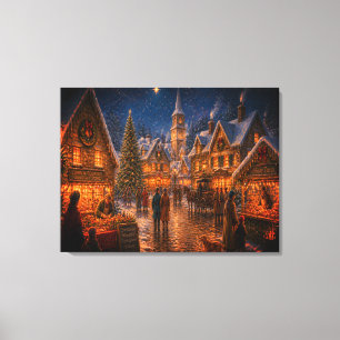 Toile Scène des jours de Noël à l'ancienne d'autrefois