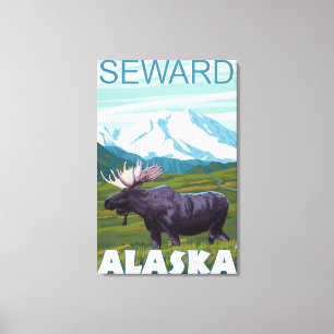 Toile Scène d'orignaux - Seward, Alaska