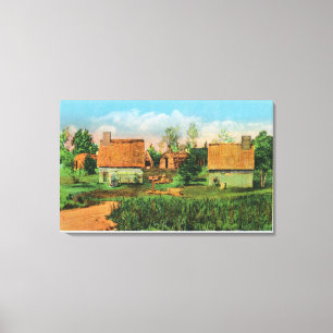 Toile Scène du village des pionniers en parc de rivièr