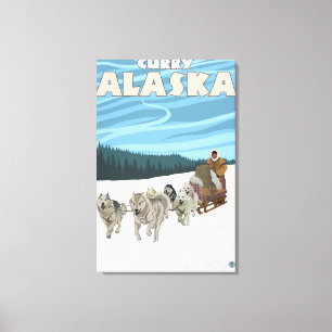 Toile Scène Sledding de chien - cari, Alaska
