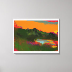 Toile Scène tropicale du coucher de soleil d'été