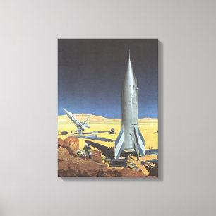 Toile Science-fiction vintage Planète désertique avec ro