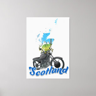 Toile Scotland Motorcycle carte voyage poser