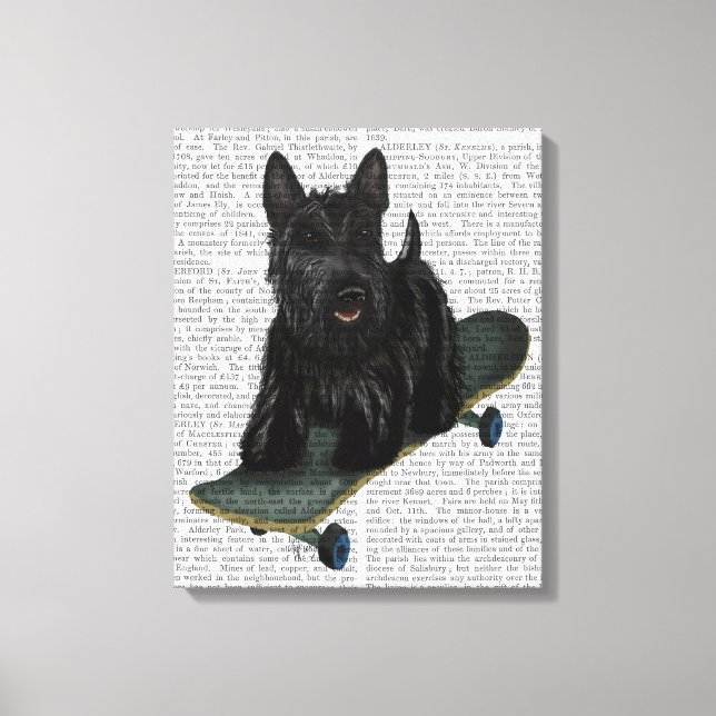 Toile Scottish Terrier et Skateboard (Recto)