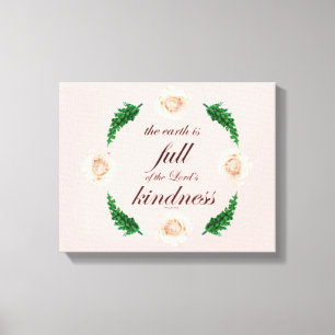 Toile Scripture, Psaume 33, White Roses & Green Branches