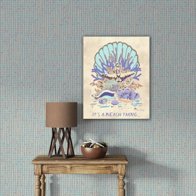 Toile Sea Shore Beach Vibe Turquoise, Corail, Violet (Créateur téléchargé)