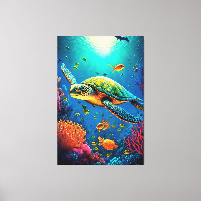 Toile Sea Turtle Beach House Ocean Marine Life Animaux (Recto)