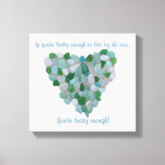 Toile Seaglass "chanceux de vivre au bord de la mer" imp (Recto)