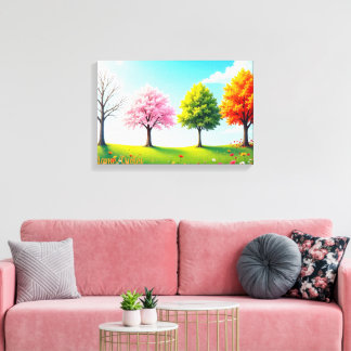 Toile Seasons in Harmony – Four Trees Through the Year