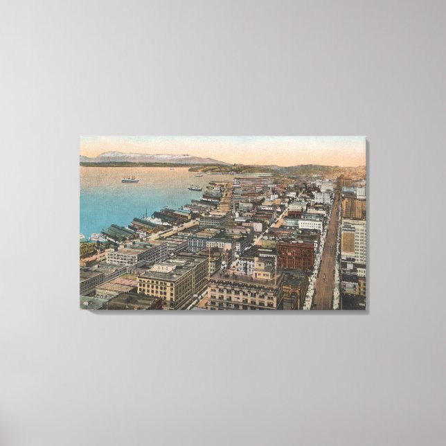 Toile Seattle, WAAerial of Downtown Seattle & Bay (Recto)
