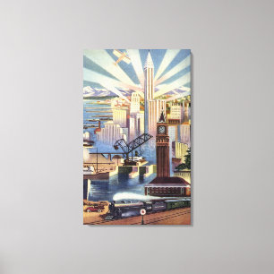 Toile Seattle, Washington - Vue du centre-ville
