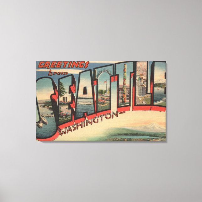 Toile Seattle, WashingtonGrandes lettres Scènes 2 (Recto)
