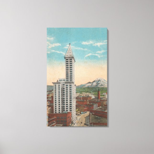 Toile Seattle, WASmith Tower View & Mt Rainier (Recto)