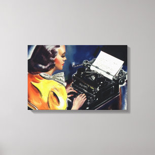 Toile Secrétaire de direction vintage dactylographiant u