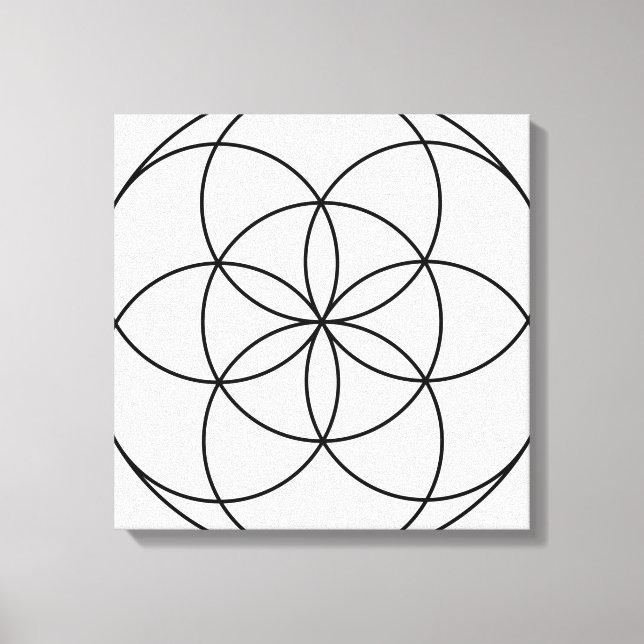 Toile Semence de vie Géométrie sacrée noir et blanc (Recto)