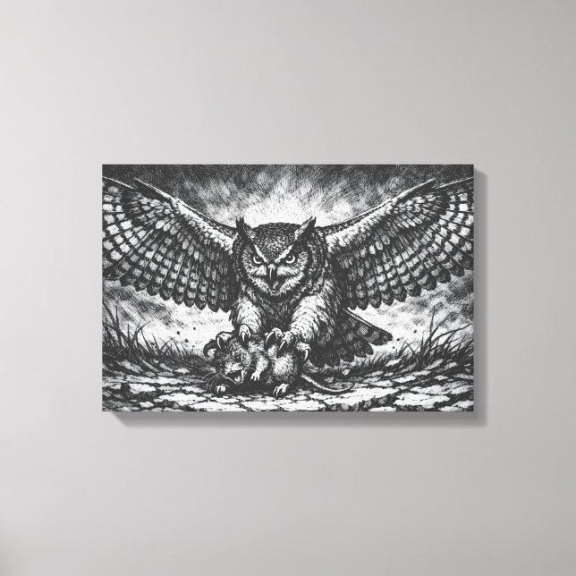 Toile Sentinelle Hibou ailé par BurnsInHell (Recto)