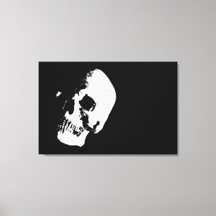 Toile Séphia Skull Pop Art Enveloppé Canvas - 3 Canvases