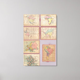 Toile Sept cartes de puzzle du monde