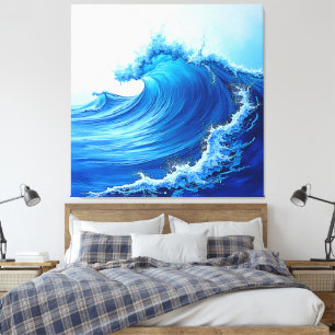 Toile Serene Blue Wave Splashes