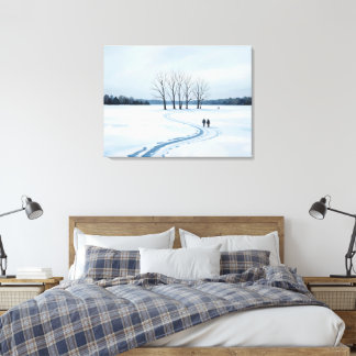 Toile serene impressionist winter landscape canvas print