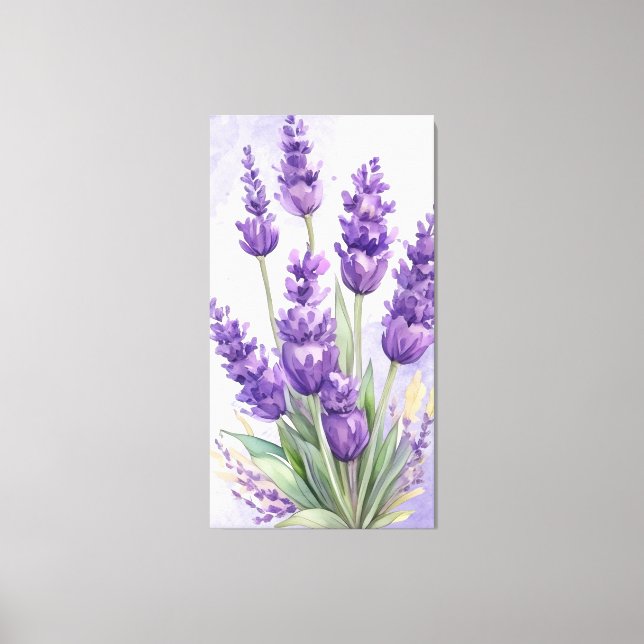Toile "Serene Lavender" - Minimalist Botanical Wall Art  (Recto)