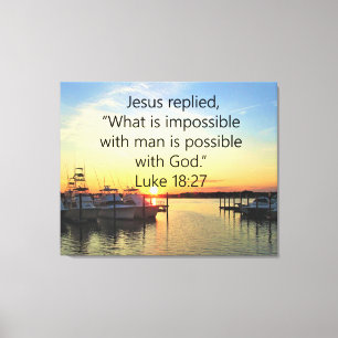 TOILE SERENE SUNSET LUKE 18:27 CONCEPTION DE SCRIPTURE