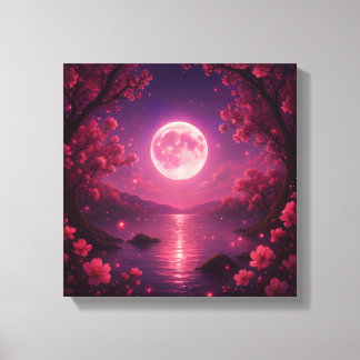 Toile Sérénité des Cerisiers sous la Lune