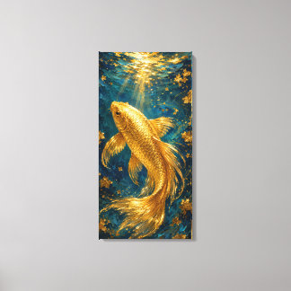 Toile Sérénité du Carpe Koï Doré | Or Luxueux Sous-Marin