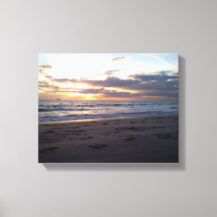Toile Sérénité du rivage au coucher du soleil Oiseau en
