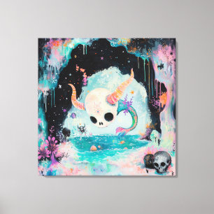 Toile Serpent de mer à crâne Magique Witchy AI Art