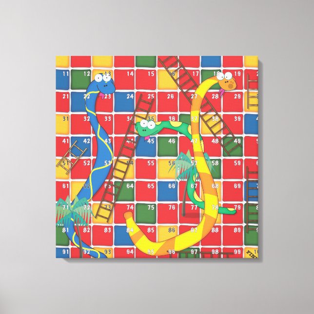 Toile Serpents et échelles jeu de dessins animés (Recto)