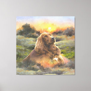 Toile setter irlandais avec chiot
