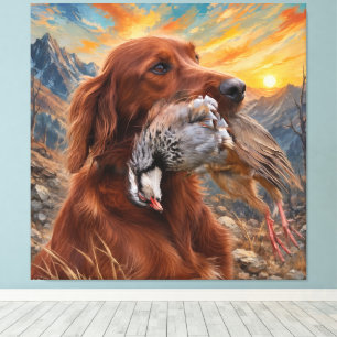 Toile Setter Irlandais avec Perdrix Chukar ,Art