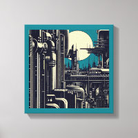 SF Ville Futuriste Gravure sur Bois 2