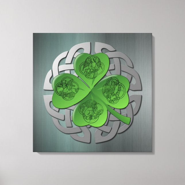Toile Shamrock - noeud celtique - 4 évangélistes (Recto)