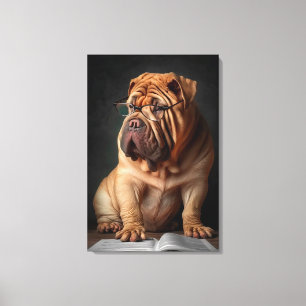 Toile Shar Pei Chien intelligent avec conception de livr