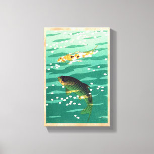 Toile Shiro Kasamatsu Karp Koi étang à poissons art japo