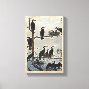 Toile Shiro Kasamatsu Rassemblement de cormorans ukiyo-e