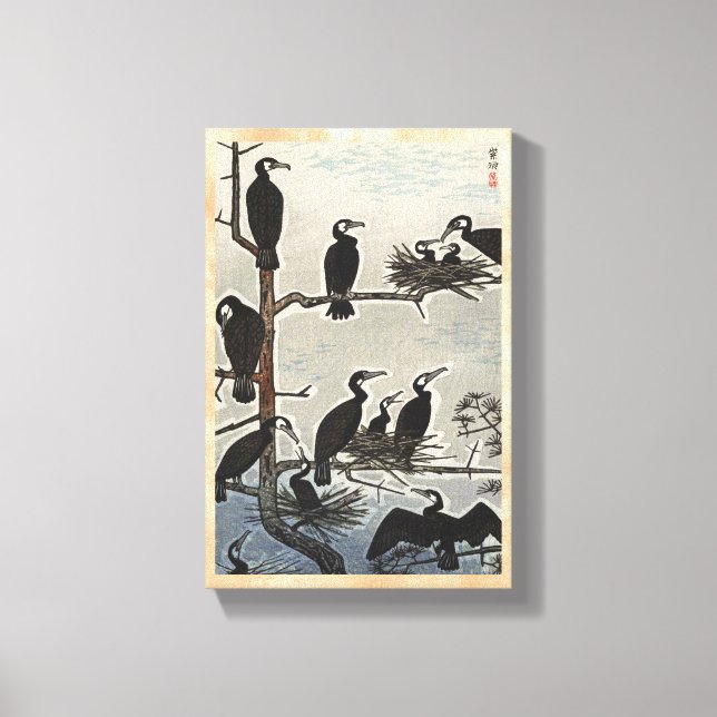 Toile Shiro Kasamatsu Rassemblement des Cormorants ukiyo (Recto)