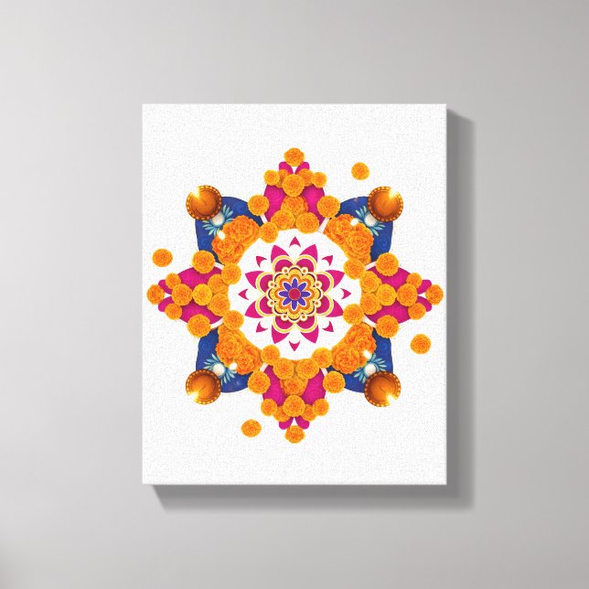 Toile Shubh Diwali Art traditionnel indien du mur (Recto)