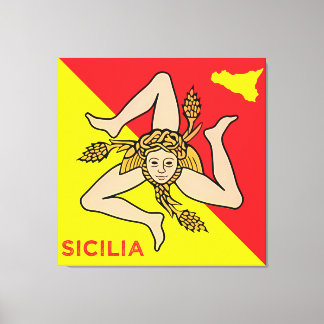 Toile Sicilia Sicilian Flag of Sicily Trinacria Pillow