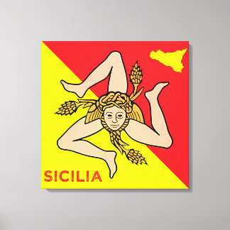 Toile Sicilia Sicilian Flag of Sicily Trinacria Pillow
